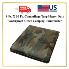 8 Ft. X 10 Ft. Camouflage Tarp Heavy Duty Waterproof Cover Camping Rain Shelter