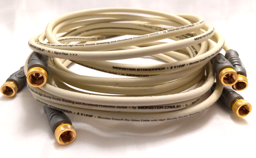 Monster Standard THX S V100F F-Pin Coaxial Cable 8ft (2.44m) Lot of Three - Picture 2 of 6