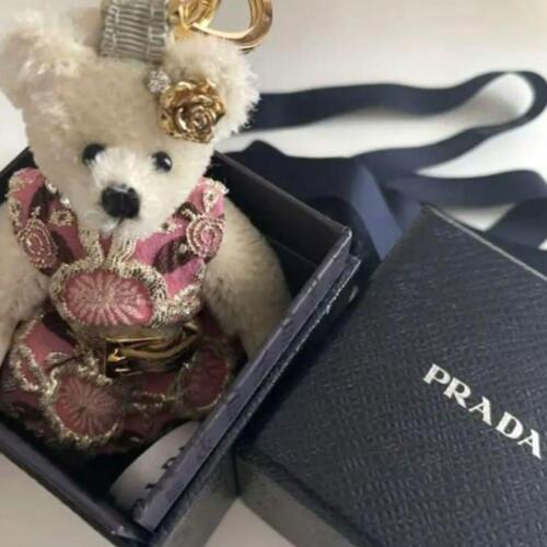 PRADA Christmas Bear Women's Bag charm Key ring Key chain Beige w/ boxed - Picture 1 of 6