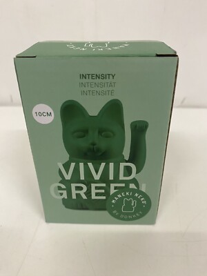 Donkey Products Lucky Cat Mini Maneki Neko, Winkekatze, Vivid Green, 9.8 cm
