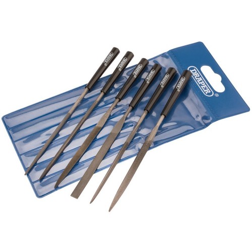 Draper 82577 6pc Needle File Set 140mm Precision Metal Filing Tools Kit + Wallet - Picture 2 of 11