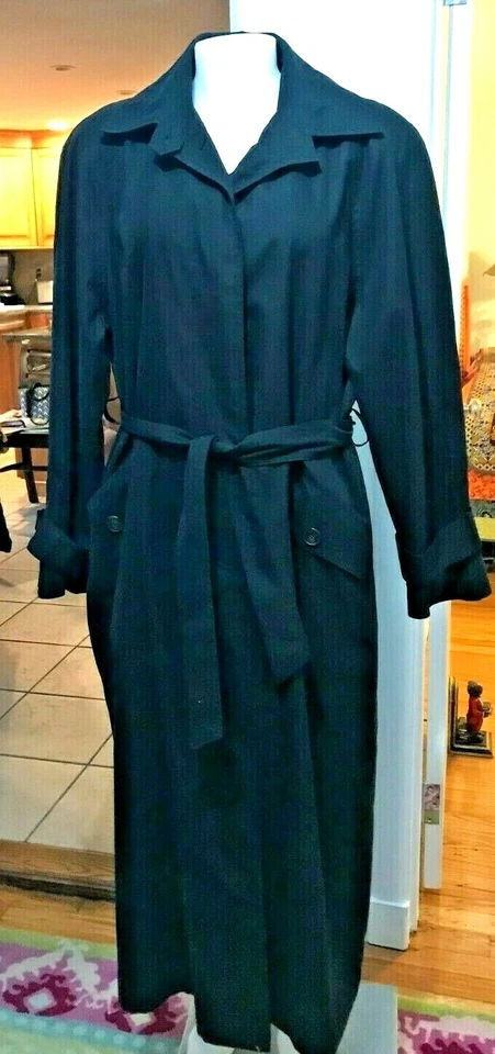 Gabardina de lluvia negra larga con cinturón Gallery de colección años 90 para mujer - talla 8