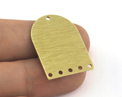 2 pcs Brushed Semi Circle Rectangle 6 holes Charms Raw Brass 28x21mm 3537-360