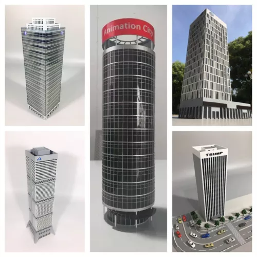 1/150 N Scale Modern Business Information Architecture Assembled Building Model 