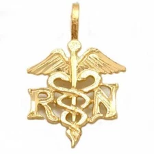 14K Gold Charm Small Medical RN Nurse Pendant Jewelry