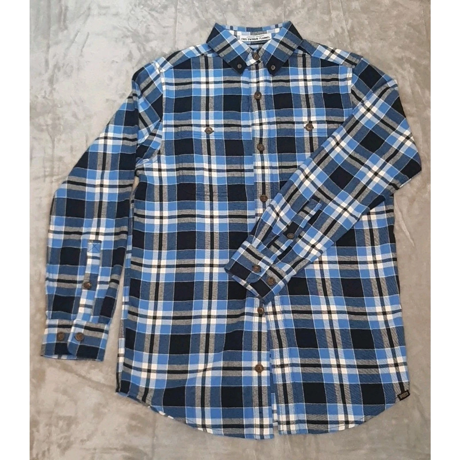 Duluth Free Swinging Flannel Shirt Mens Small Long Sleeve Blue Plaid Gorpcore