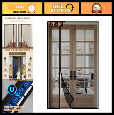 Reversible Magnetic Screen Door for Sliding  French Doors, Heavy Duty PETG Mesh