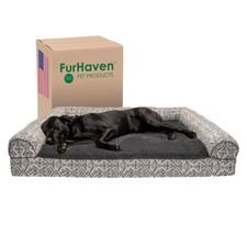 Furhaven Orthopedic Dog Bed for Large Dogs w/ Removable Bolsters  Washable Cove