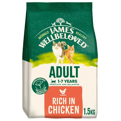 1.5kg James Wellbeloved 1-7 Years Adult Dry Cat Food Complete & Balanced Chicken