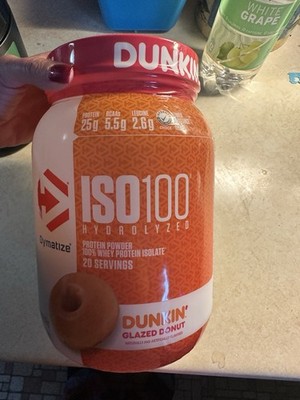 Dymatize ISO100 Hydrolyzed Whey Protein Isolate Powder Glazed Donut 20 Serv