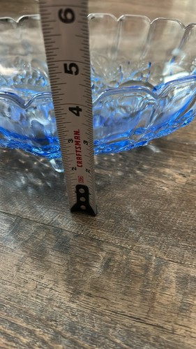 Vintage Indiana Glass Ice Blue Footed Oval 12” Fruit Bowl Harvest Grape - Picture 8 of 9