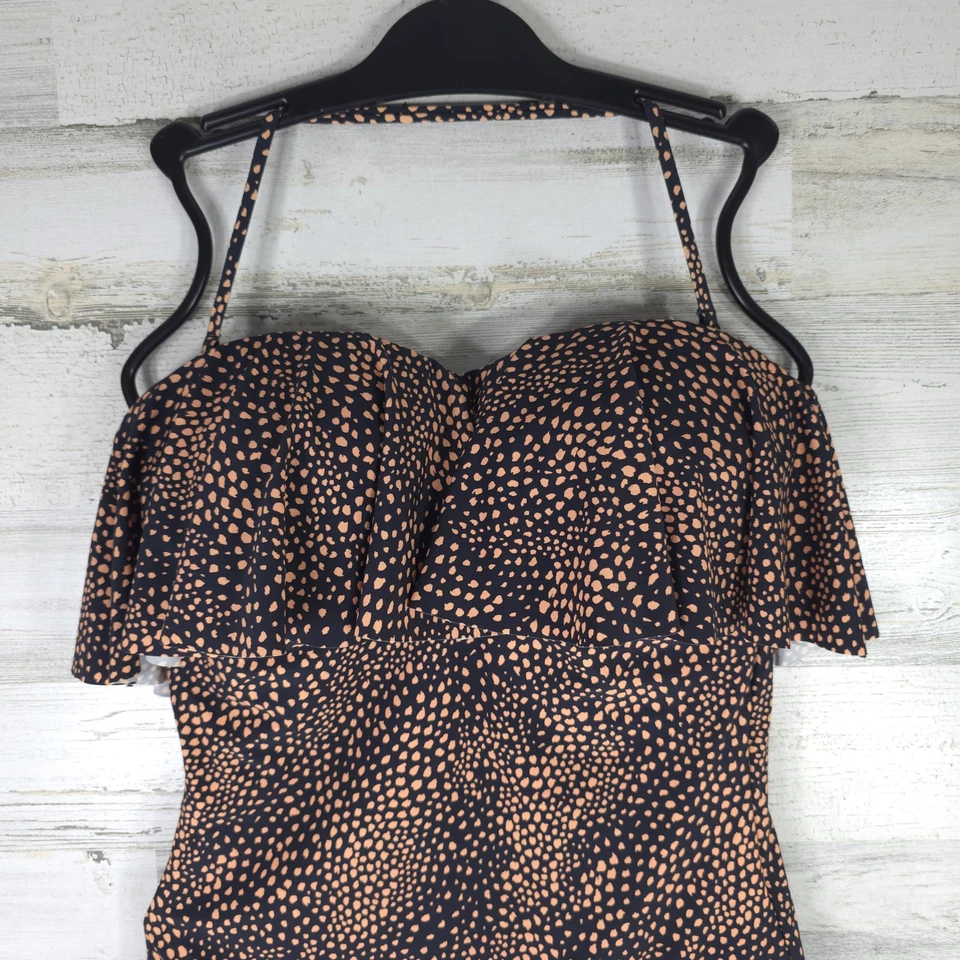 NUEVO CON ETIQUETAS $148 SEAFOLLY AU TALLA 10 C/D TAZA SAFARI SPOT VOLANTE BANDEAU UNA PIEZA NEGRO. Foto 4 de 4