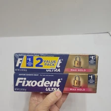Pack Of 2 New Sealed Fixodent Ultra Max Hold Denture Adhesive, 2.2 Ounce 
