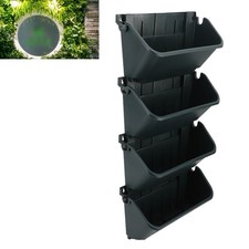 Vertical Wall Planter Set Plastic Breathable Space Saving 4 Pots Hanging Ver BL