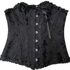 Black Lace Corset Bustier   Small Boned Lace Up Goth