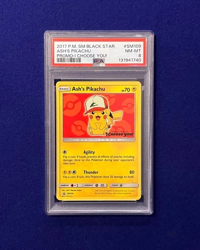 PSA 8 Ash's Pikachu #SM109 I Choose You! Promo 2017 BSP Pokemon