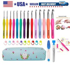 Crochet Hooks,14 Size Crochet Set 2mmB-10mmN, Ergonomic Crochet Hooks Set wit...
