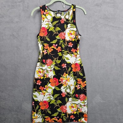 Y2K Eva Varro Floral Artwear Midi Dress Sleeveless Stretch Garden Party M