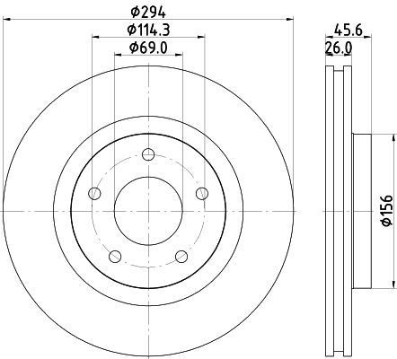 2x Front Brake Disc Fits Baic Senova X65 Chrysler Sebring HELLA 8DD 355 115-911