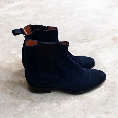 Santoni Herren Chelsea Chukka Boots in DunkelBlau Gr. EU 42 UK 8 Wildleder top