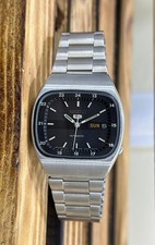 Rare Seiko 5 Automatic 17 Jewels Black Dial Japan Made Watch For mens 6309-523a