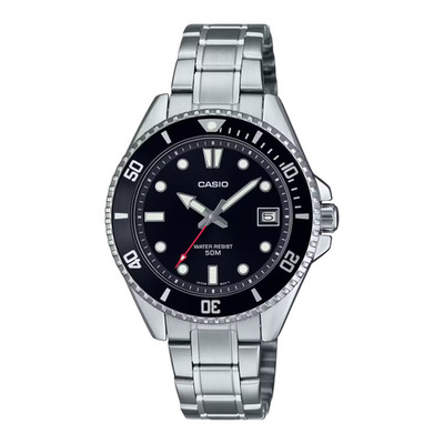 Casio MDV-10D-1A1 NEW Unisex Watch Stainless Steel Black Sunburst Dial..