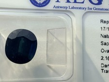 Natural Dark Blue Sapphire - 2.16 Carat - original ALGT Report and sealed