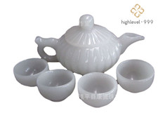 Natural White Jade Tea Set Kung Fu Tea Ceremony Teapot One Pot Four Cups