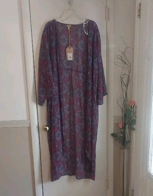 True Craft Curvy Dye House Daze NottViolet Multi Floral Open Kimono Duster Sz 2X