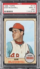 1968 TOPPS #115 SAM MCDOWELL PSA 9 OC