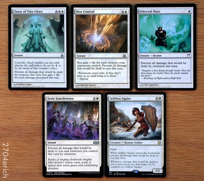 #ad #ad Set of 5 White Instant Fog Spells amp; Creatures *NM* Commander Deck Magic MTG $3.99