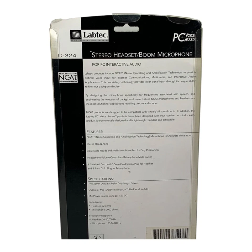 LABTEC  C-324 Headset Adjustable headphones Noise cancelling VTG 1998 90s 6037E - Image 3 of 4