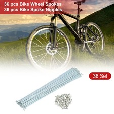 14G Bicycle Spokes 14G 250mm Bike Wheel Spokes with Nipple Silver Tone 36 Set