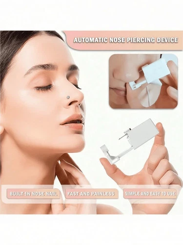 Silver Nose Piercing Kit Disposable Gun for Ear Lip Nose Navel 1 Set 1 Pack image 3