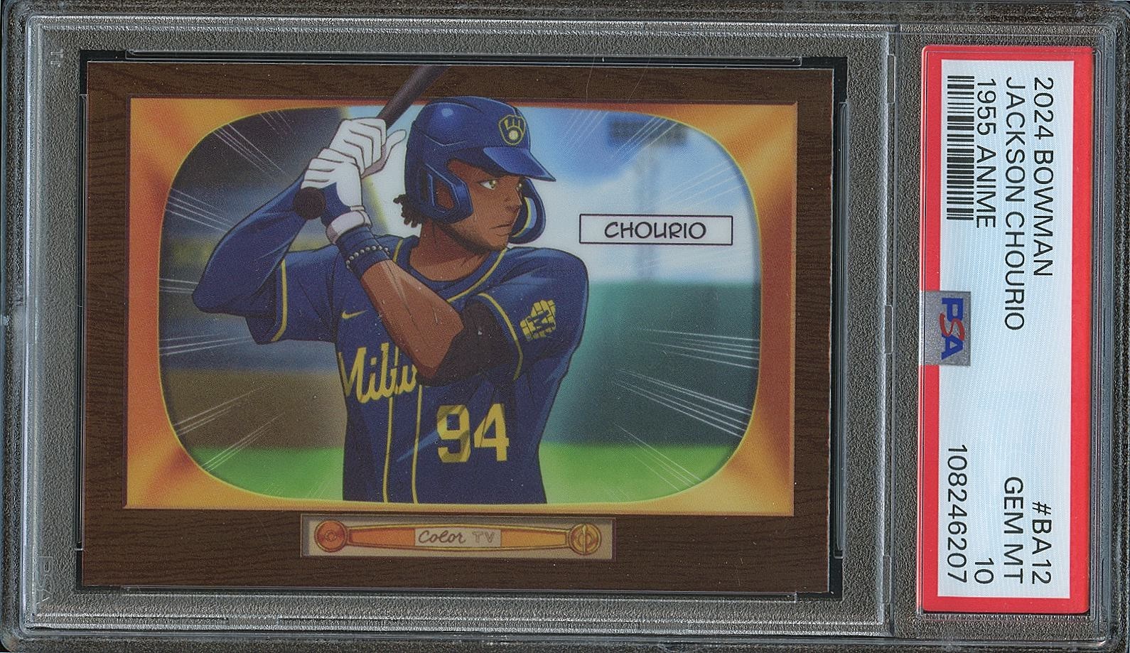 Jackson Chourio 2024 Bowman Chrome 1955 Anime SSP CASE HIT RC Brewers PSA 10
