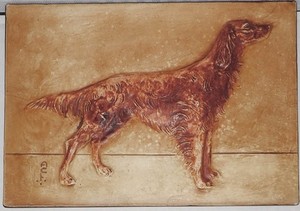 1940s Alice Cranston Fenner 8 1/2" x 6" Irish Setter Chalkware Dog Plaque