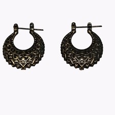 Elegant Filigree Hoop Drop Earrings Statement Gold Tone Fashion Jewelry Women