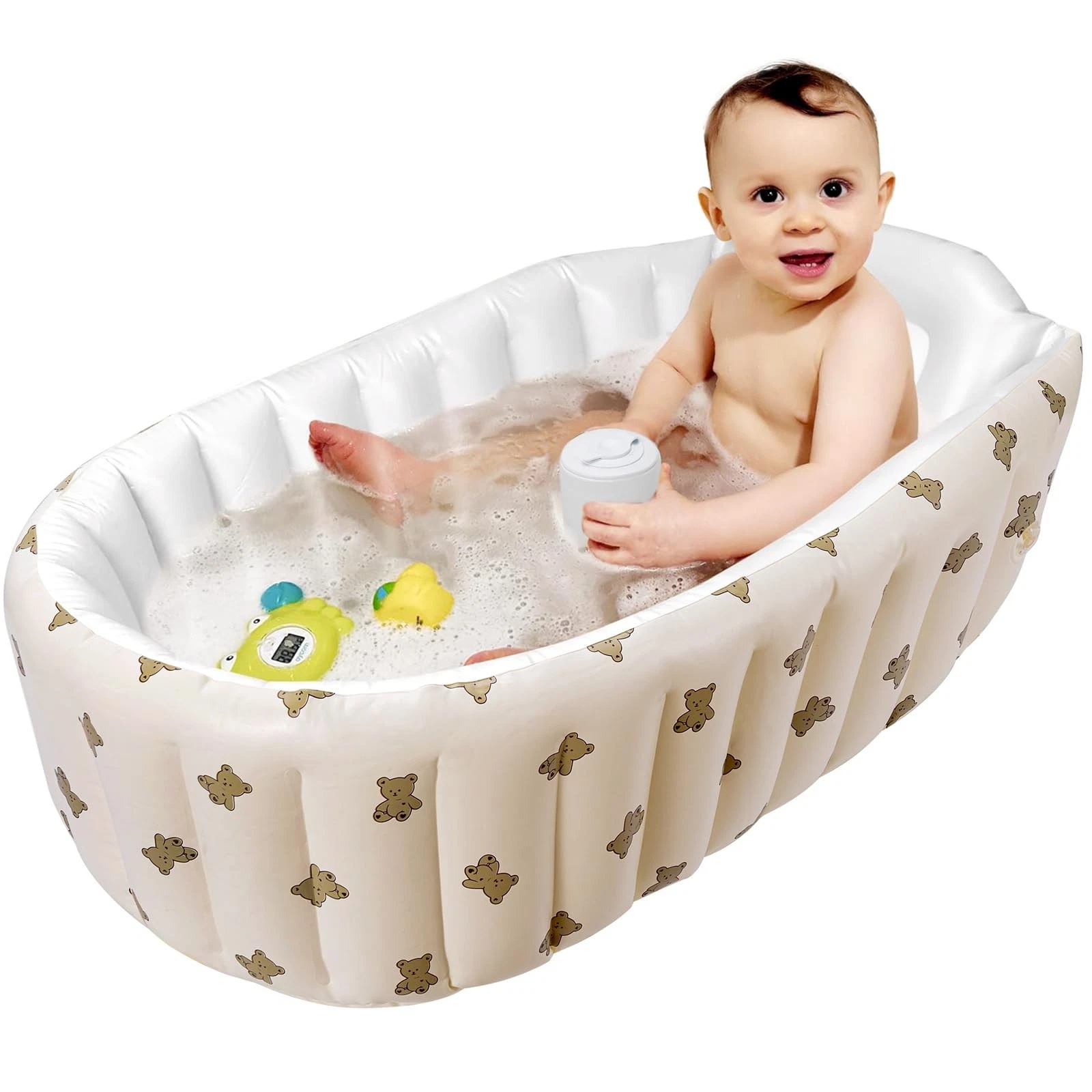 Newborn to Toddler Bath Tub,Inflatable Baby Bathtub with Built-in Air Pump,Po...