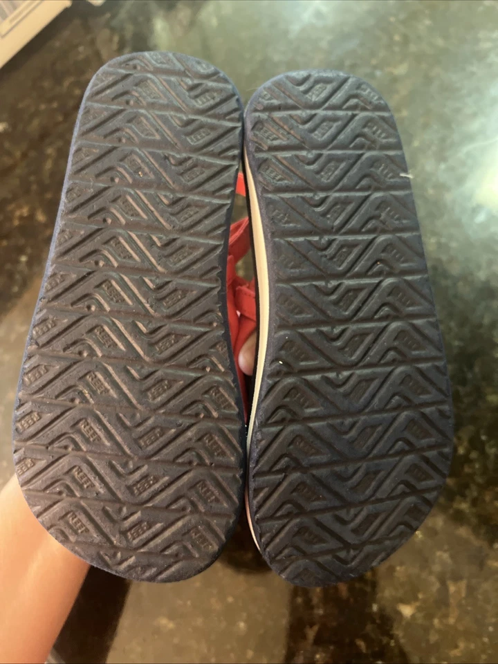 Reef Sandals Boys Sz 12 Toddler Youth Flip Flops Beach Red Navy Summer - Image 2 of 4
