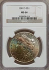 MS66 Rainbow Toned 1881-S Silver Morgan Dollar  NGC MS66