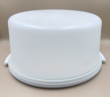 TUPPERWARE Large 13 MAXI Cake Pie Keeper White Base With Clear Lid 13 x 6