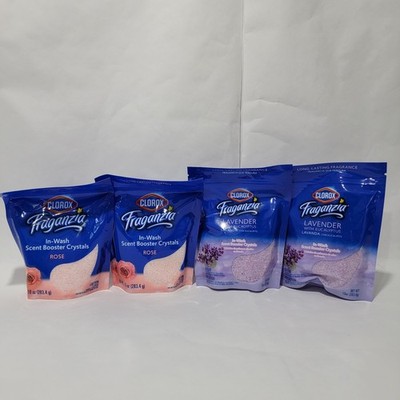 Clorox Fraganzia In-Wash Scent Booster Crystals 4 Pack Rose Lavender 10oz Pouch