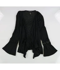 I.N.C Womens Crochet Sleeve Cardigan Sweater, Black, Medium