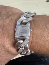 Moissanite 19 mm Cuban Link Bracelet 925 Sterling Silver