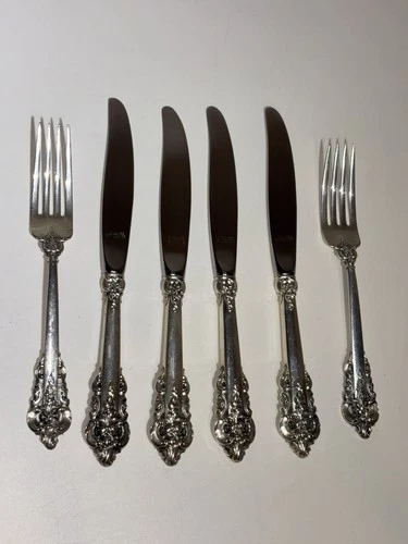 Wallace Grande Baroque Sterling Silver 6 pc 2 Forks Alone Are Over 4 Ounces
