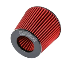 Universal Red Cold Air Intake Cone Filter with Clamp 3.5'' 89mm Inlet Short Ram