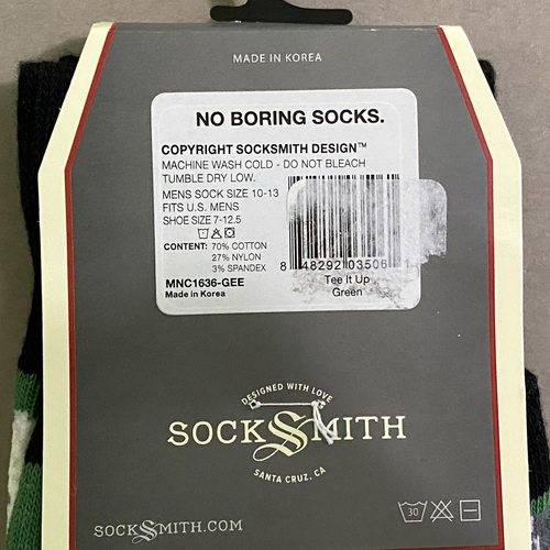 NWT Socksmith Men's Golf Theme Cotton Crew Socks ~ Tee It Up ~ Sock Size 10-13 - Picture 7 of 18