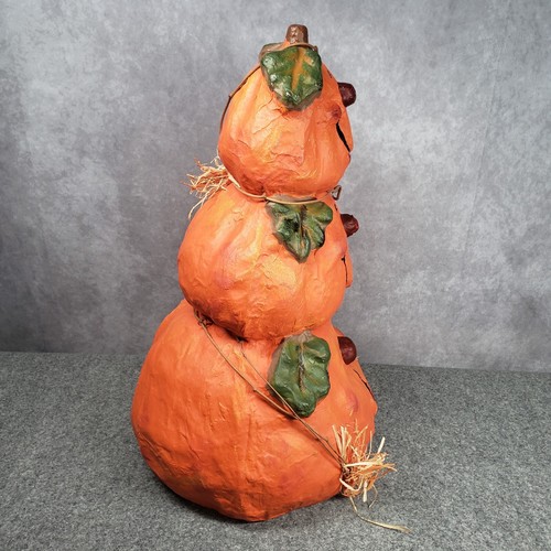 Vintage Pappmaché Kürbisse 18" groß 3 Köpfe gestapelt Halloween Dekoration - Bild 3 von 6