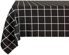 Waterproof PVC Spill Proof Vinyl Tablecloth Black or White Check 54x90 54x108