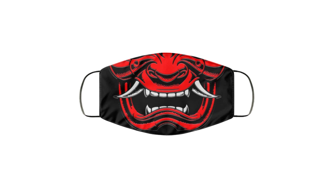 Oni Mask - Japanese Samurai Face Mask - Red